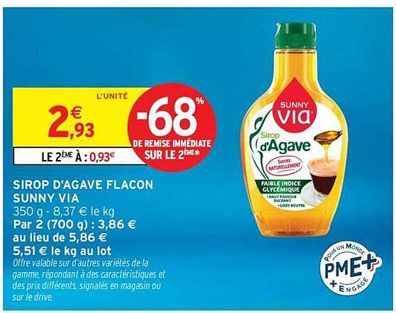 SIROP D'AGAVE FLACON SUNNY VIA