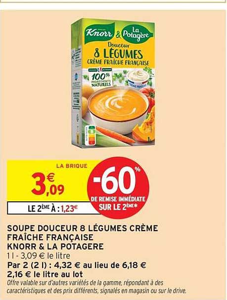 SOUPÉE DOUCEUR 8 LÉGUMES CRÈME FRAÎCHE FRANÇAISE KNORR & LA POTAGÈRE