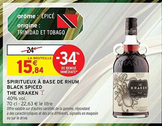 SPIRITUEUX À BASE DE RHUM BLACK SPICED THE KRAKEN