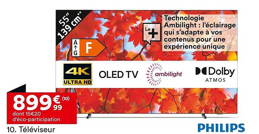 Téléviseur 55" 139 cm 4K OLED TV Ambilight Dolby Atmos