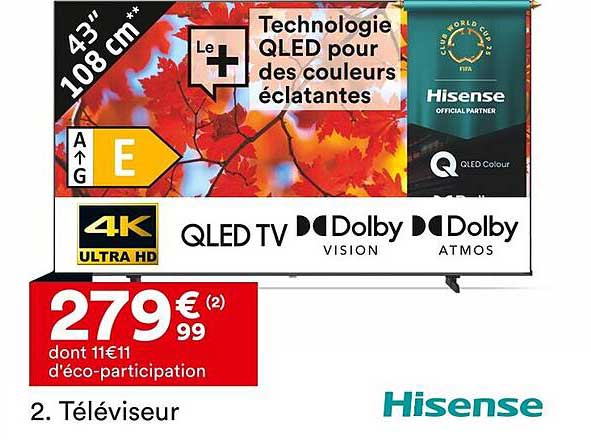 Téléviseur Hisense 43" 108 cm - QLED 4K