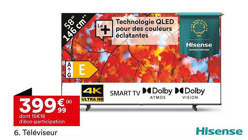 Téléviseur Hisense 58" 4K Ultra HD