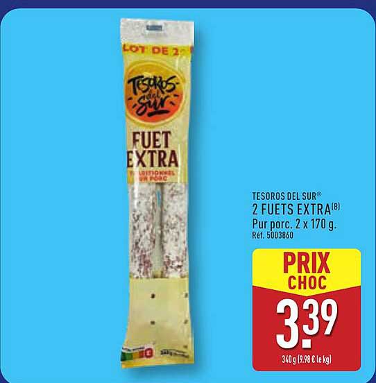 TESOROS DEL SUR® 2 FUETS EXTRA(B) Pur porc. 2 x 170 g.