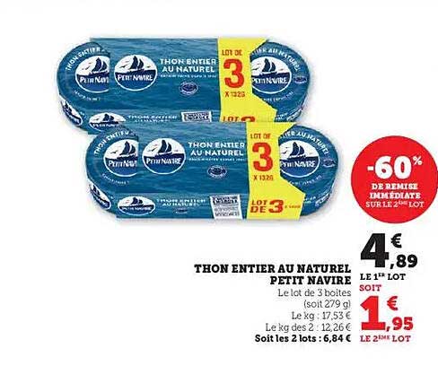 THON ENTIER AU NATUREL PETIT NAVIRE