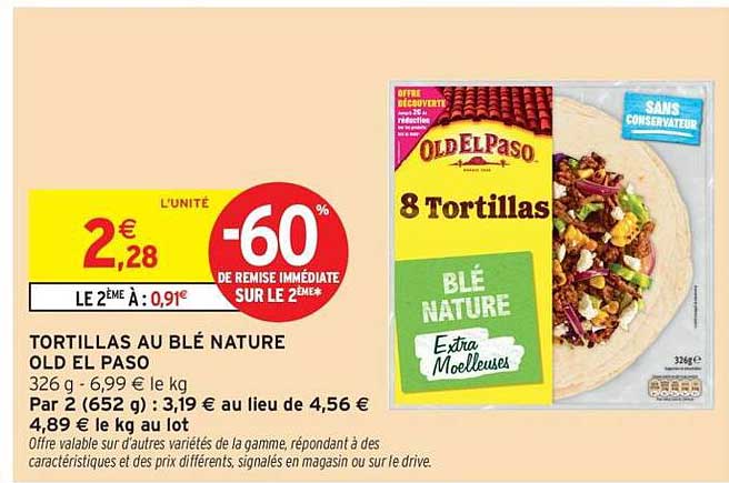 TORTILLAS AU BLÉ NATURE OLD EL PASO