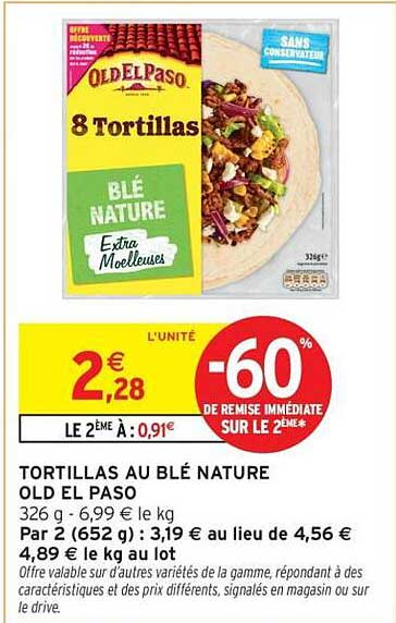 TORTILLAS AU BLÉ NATURE OLD EL PASO