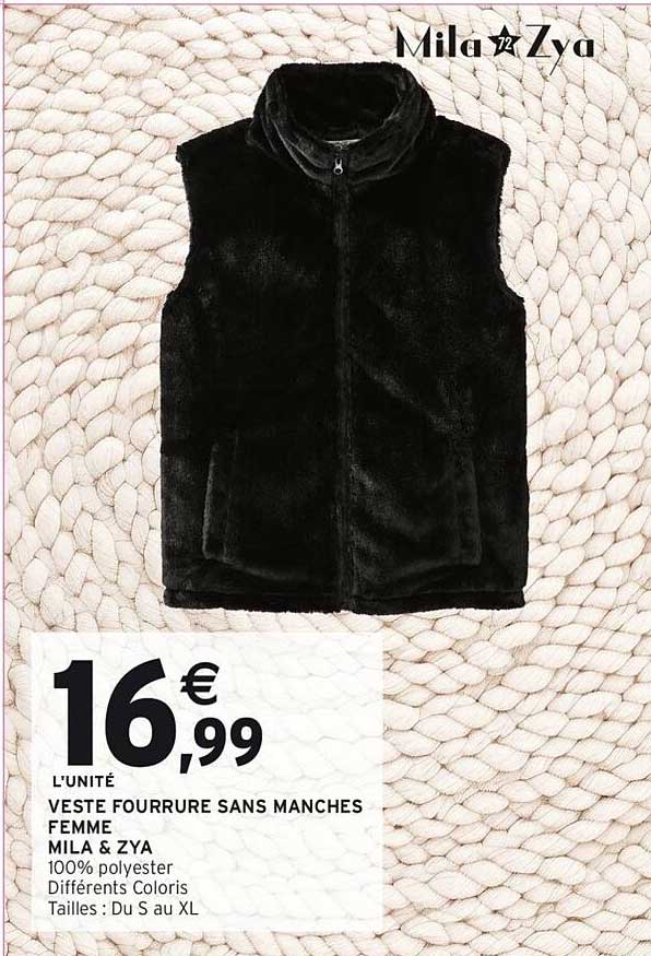 VESTE FOURRURE SANS MANCHES FEMME