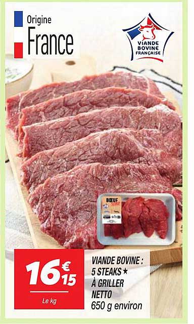 VIANDE BOVINE : 5 STEAKS À GRILLER