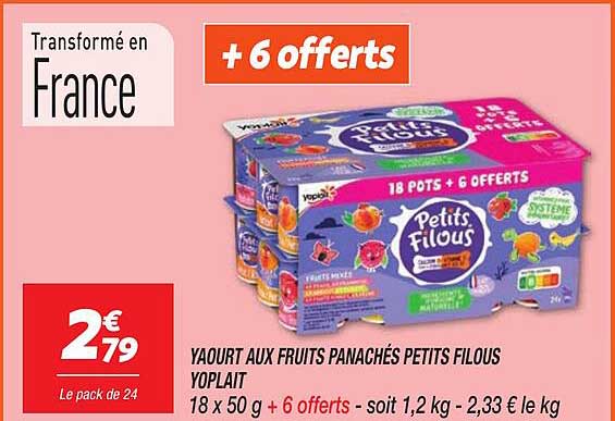 YAOURT AUX FRUITS PANACHÉS PETITS FILOUS YOPLAIT