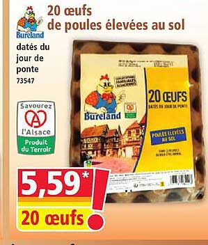 20 oeufs de poules élevées au sol