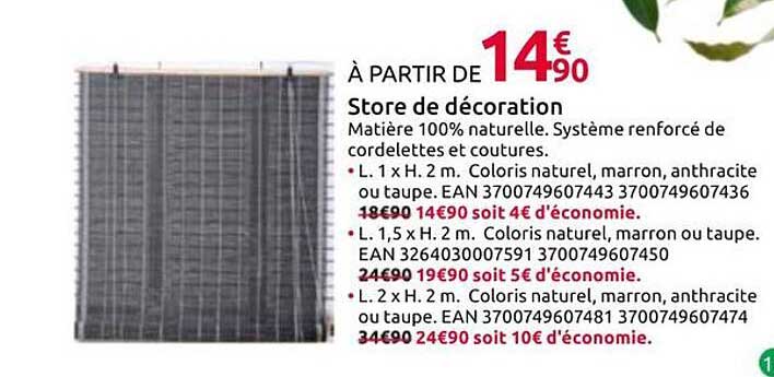 À PARTIR DE 14€90 Store de décoration