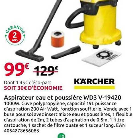 Aspirateur eau et poussière WD3 V-19420