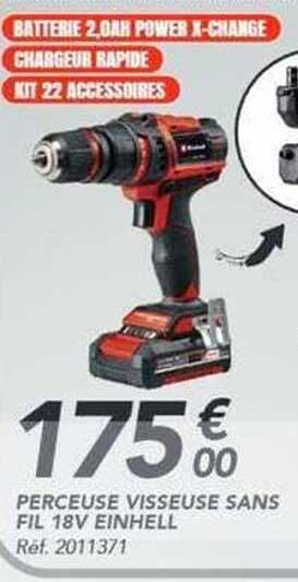 BATTERIE 2.0AH POWER X-CHANGE CHARGEUR RAPIDE KIT 22 ACCESSOIRES