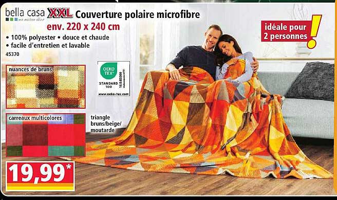 bella casa XXL Couverture polaire microfibre env. 220 x 240 cm