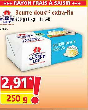 Beurre doux(b) extra-fin 250 g (1 kg = 11,64)