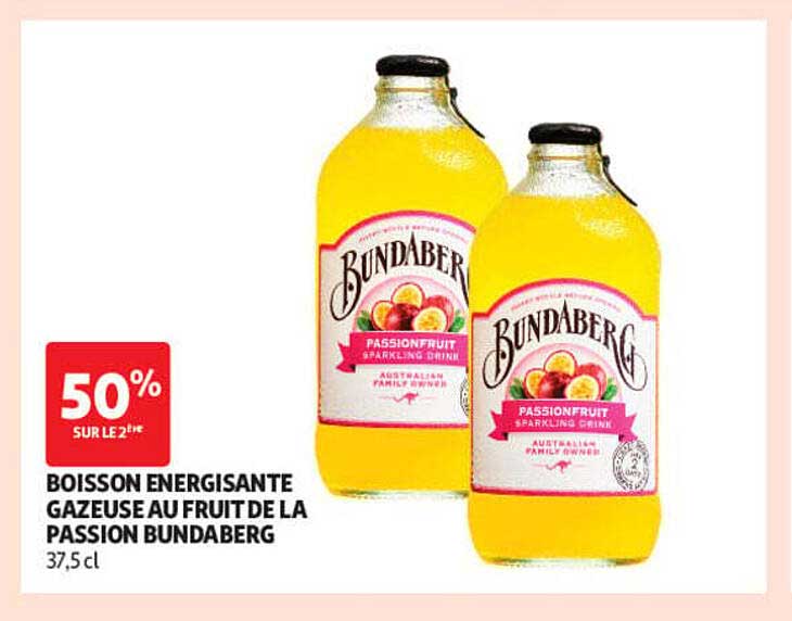 BOISSON ENERGISANTE GAZEUSE AU FRUIT DE LA PASSION BUNDABERG