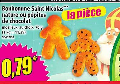 Bonhomme Saint Nicolas*** nature ou pépites de chocolat