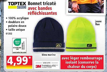 Bonnet tricoté avec bandes réfléchissantes