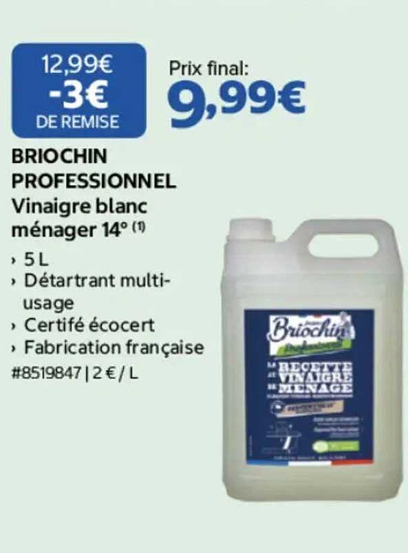 BRIOCHIN PROFESSIONNEL Vinaigre blanc ménager 14°