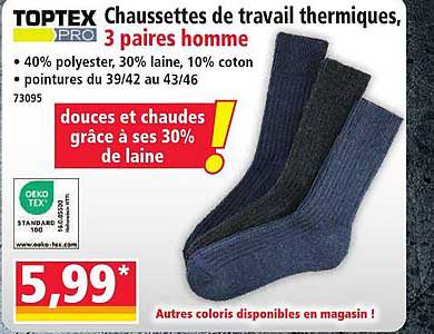 Chaussettes de travail thermiques, 3 paires homme