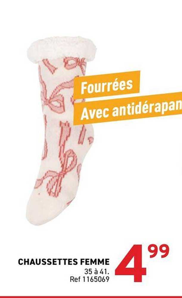 CHAUSSETTES FEMME 35 à 41. Ref 1165069 Fourrées Avec antidérapant