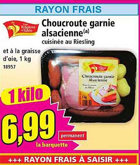 Choucroute garnie alsacienne(a) cuisinée au Riesling et à la graisse d’oie, 1 kg