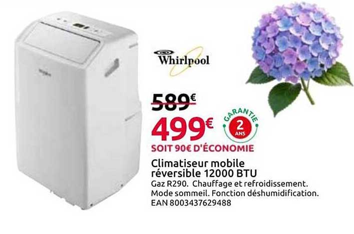 Climatiseur mobile réversible 12000 BTU