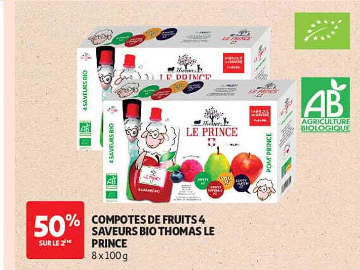 COMPOTES DE FRUITS 4 SAVEURS BIO THOMAS LE PRINCE
