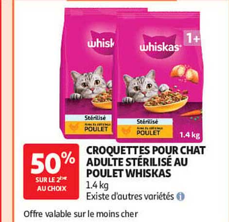 CROQUETTES POUR CHAT ADULTE STÉRILISÉ AU POULET WHISKAS
