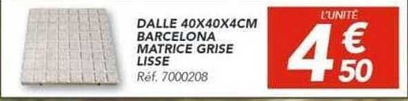DALLE 40X40X4CM BARCELONA MATRICE GRISE LISSE Réf. 7000208