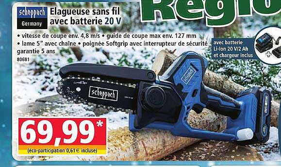 Elagueuse sans fil avec batterie 20 V