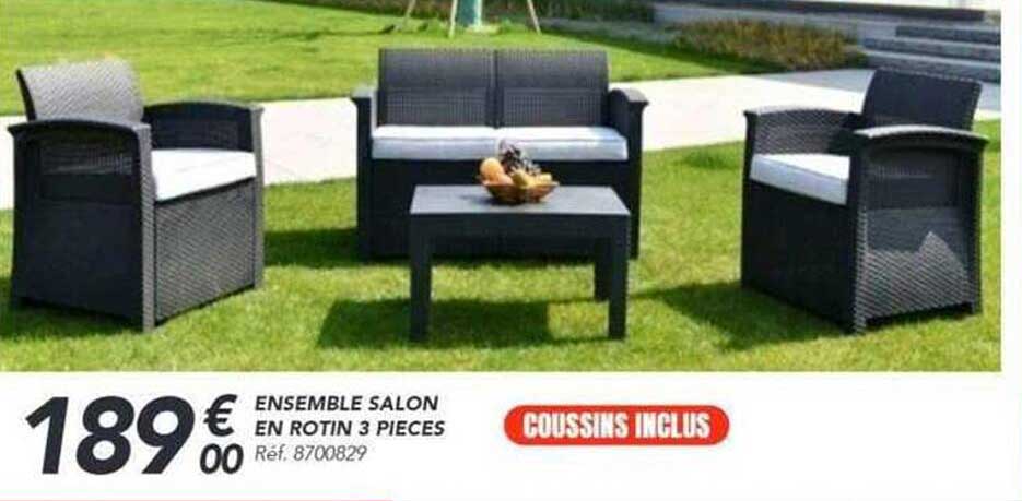 ENSEMBLE SALON EN ROTIN 3 PIECES
