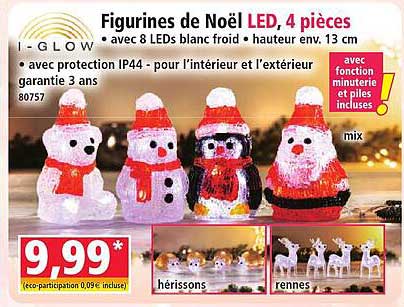 Figurines de Noël LED, 4 pièces