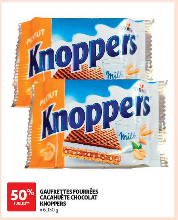 GAUFRETTES FOURRÉES CACAHUÈTE CHOCOLAT KNOPPERS