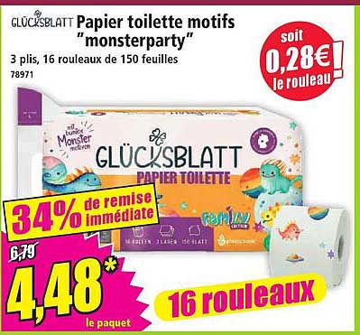 GLÜCKSBLATT Papier toilette motifs "monsterparty"