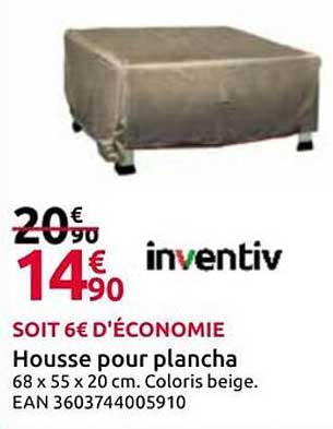 Housse pour plancha 68 x 55 x 20 cm. Coloris beige. EAN 3603744005910