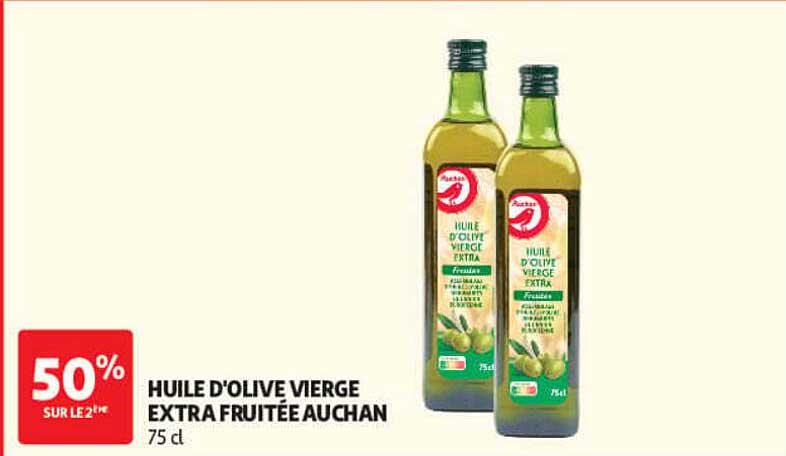 HUILE D'OLIVE VIERGE EXTRA FRUITÉE AUCHAN 75 cl