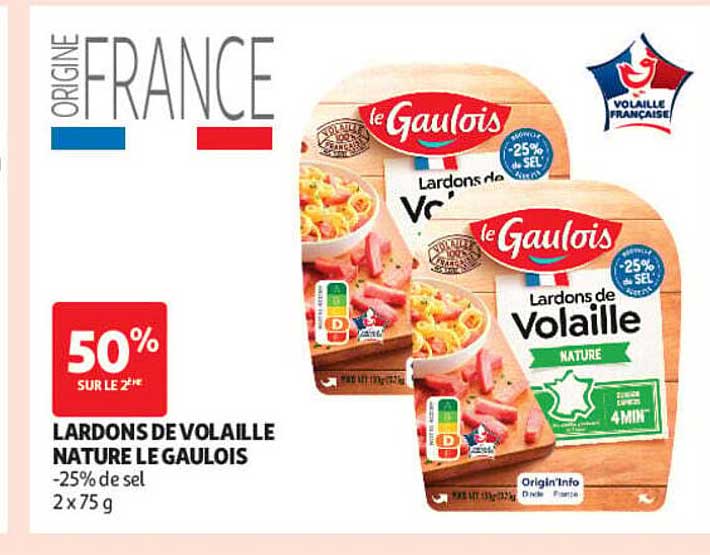 LARDONS DE VOLAILLE NATURE LE GAULOIS