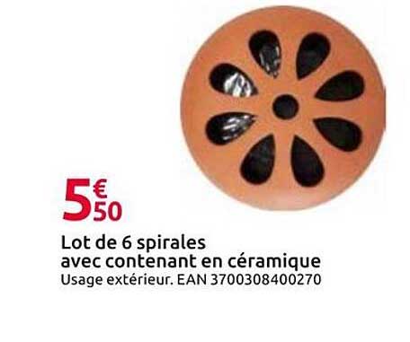 Lot de 6 spirales avec contenant en céramique