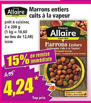 Marrons entiers cuits à la vapeur