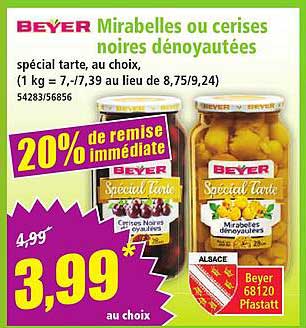 Mirabelles ou cerises noires dénoyautées