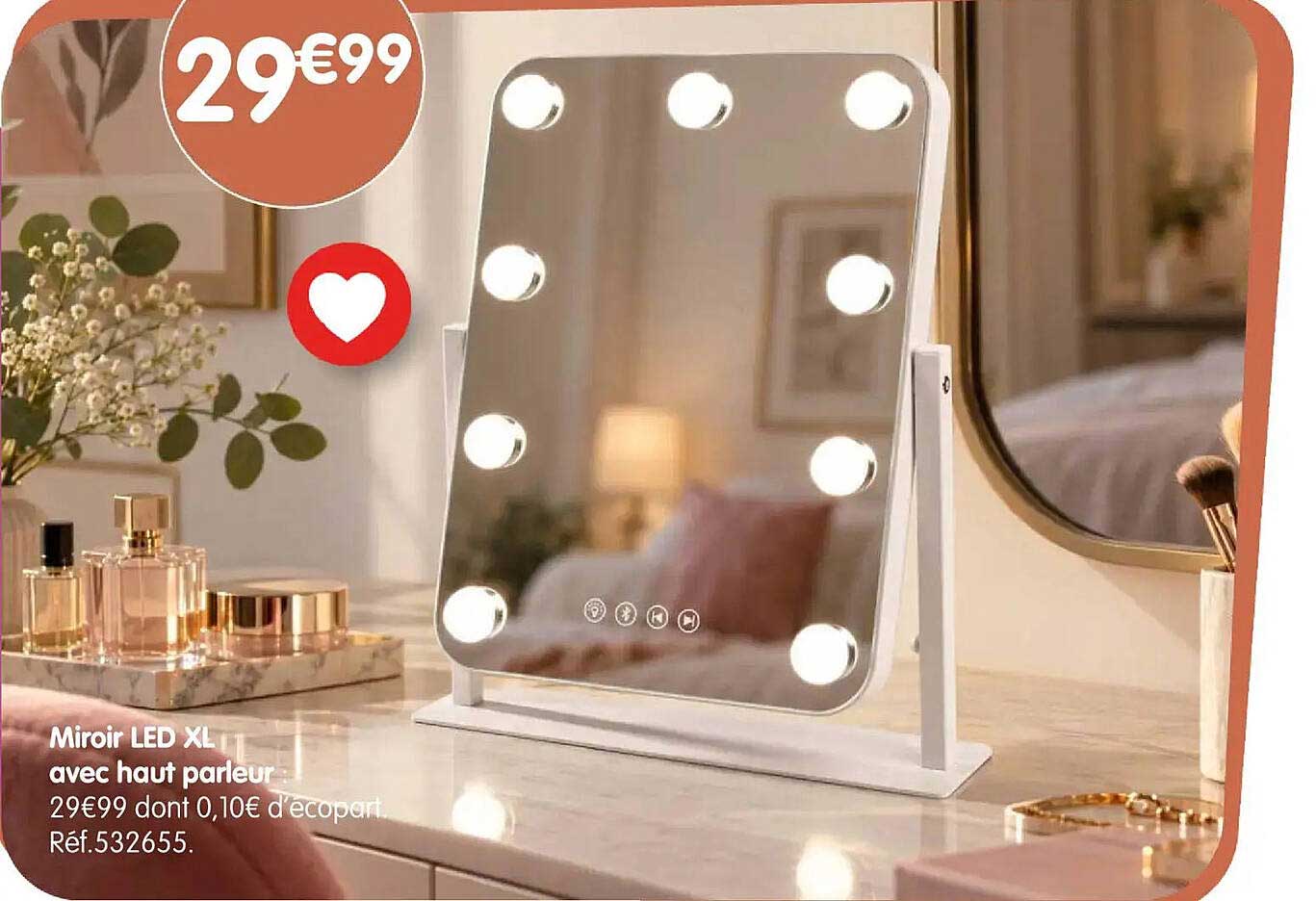 Miroir LED XL avec haut parleur
