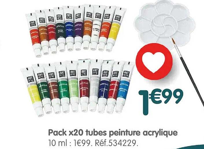 Pack x20 tubes peinture acrylique