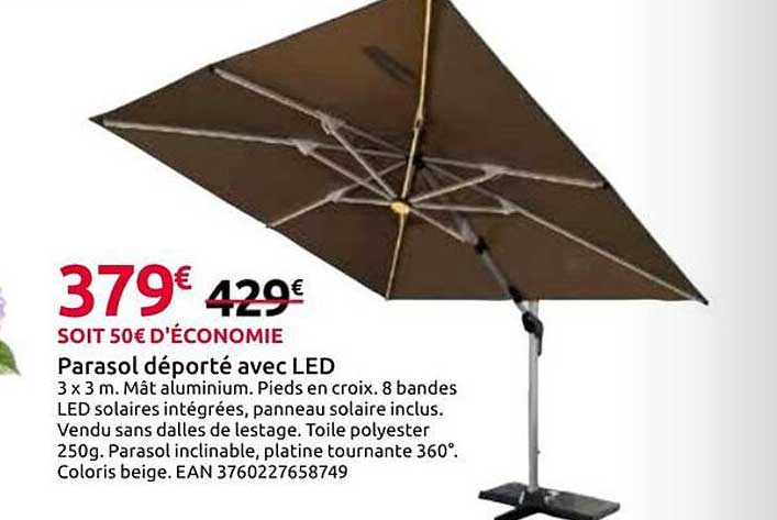 Parasol déporté avec LED