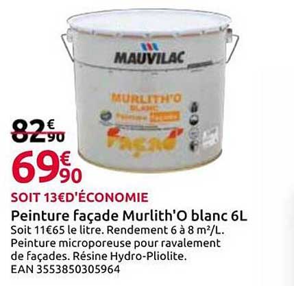 Peinture façade Murlith'O blanc 6L