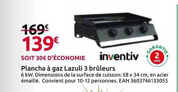 Plancha à gaz Lazuli 3 brûleurs