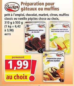 Préparation pour gâteaux ou muffins