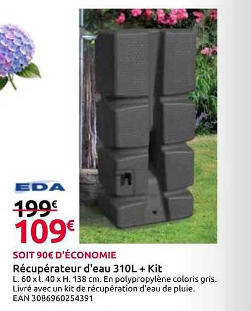 Récupérateur d'eau 310L + Kit