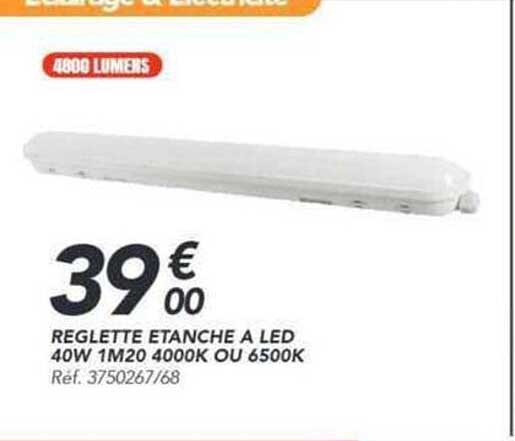 REGLETTE ETANCHE A LED 40W 1M20 4000K OU 6500K