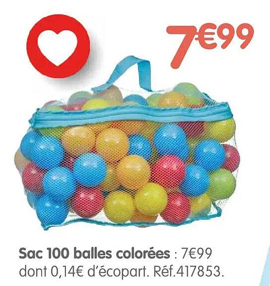 Sac 100 balles colorées